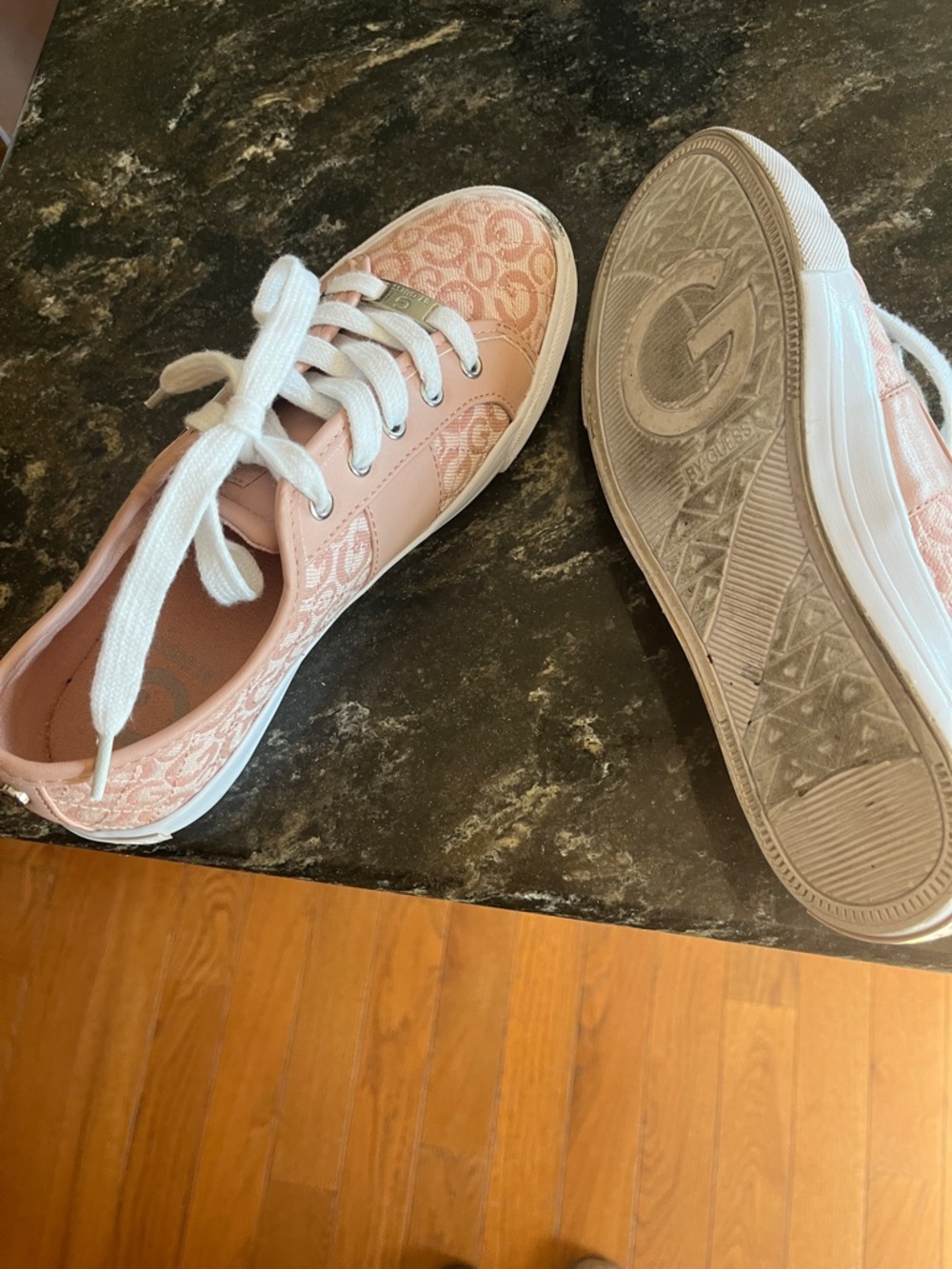 G by Guess Blush Pink Monogram Lace-Up Sneakers - Picture 2 of 4